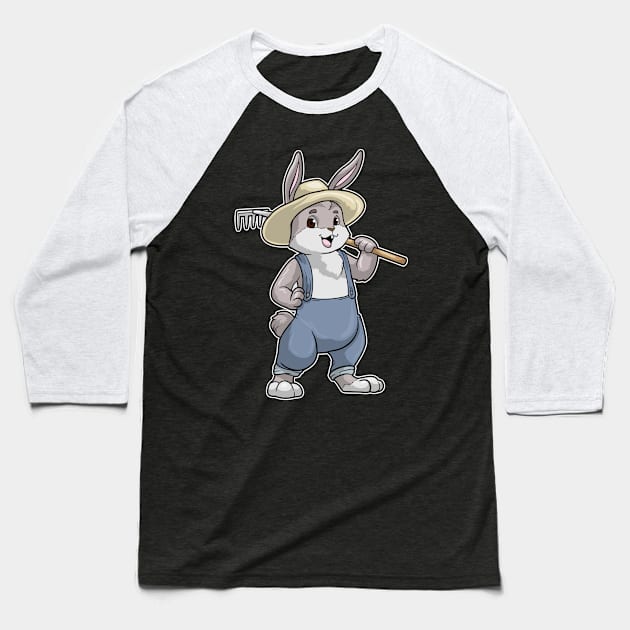 Rabbit as Farmer with Rake Baseball T-Shirt by Markus Schnabel